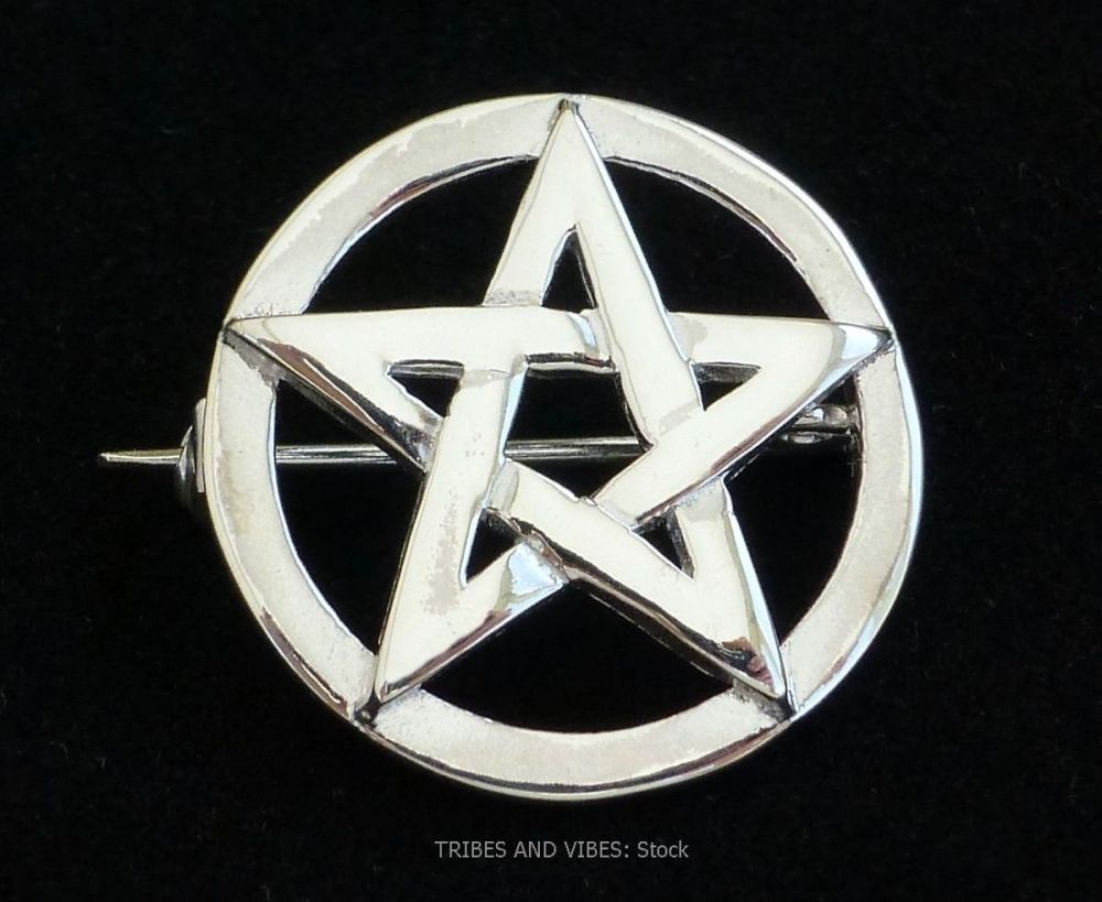 Pentacle Pentagram Brooch, 925 Sterling Silver