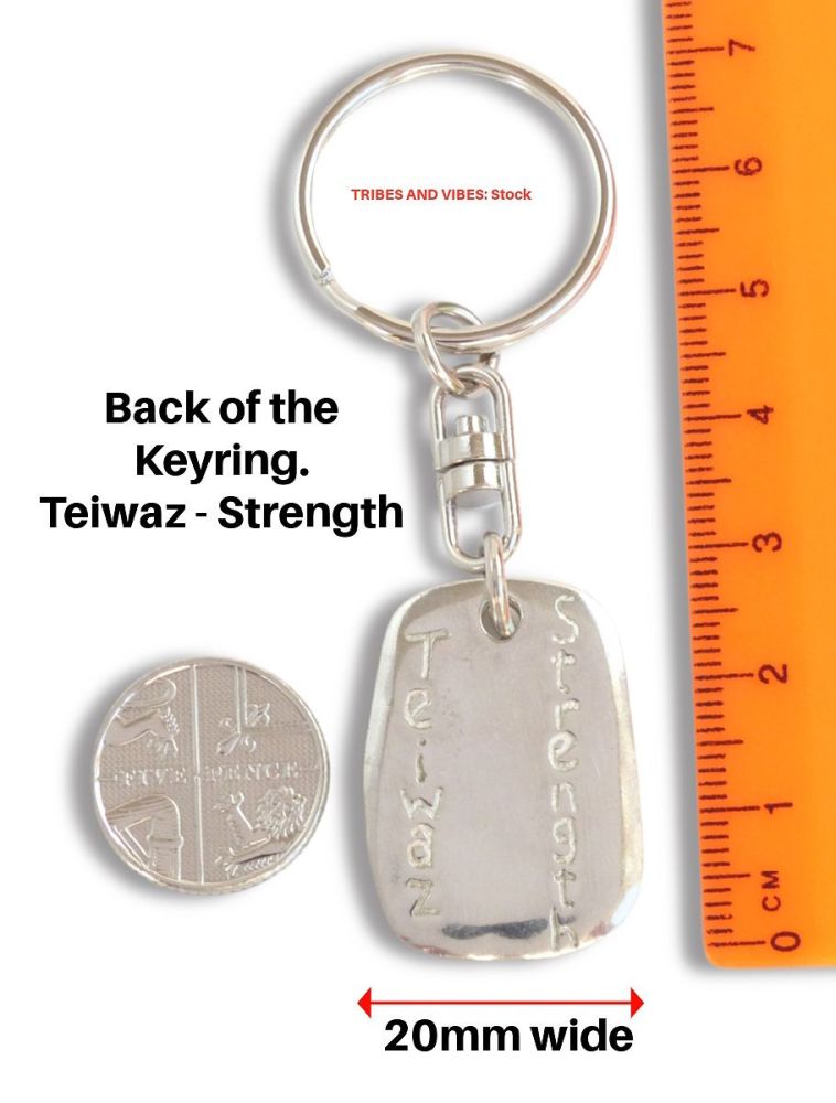 TEIWAZ (Tiwaz) Rune Keyring for Strength