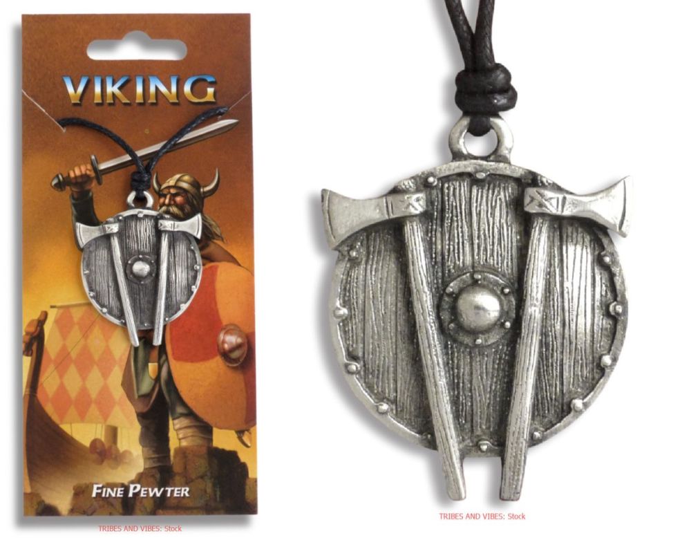 Viking Shield Axes Pendant Necklace (stock)