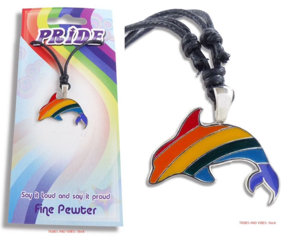 Rainbow Dolphin LGBTQ Pendant Necklace