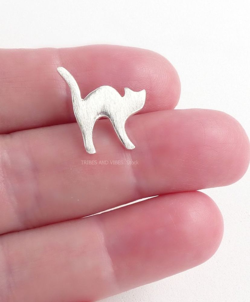 Cat Silhouette Pendant, Sterling Silver