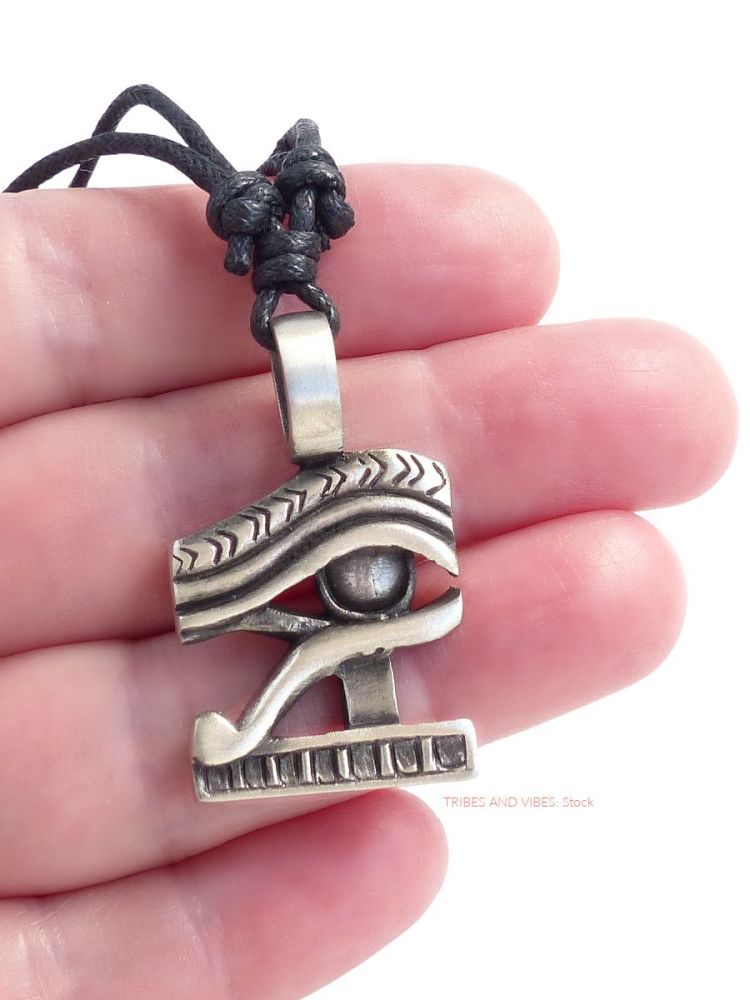 Eye of Horus Pewter Pendant adjustable Necklace
