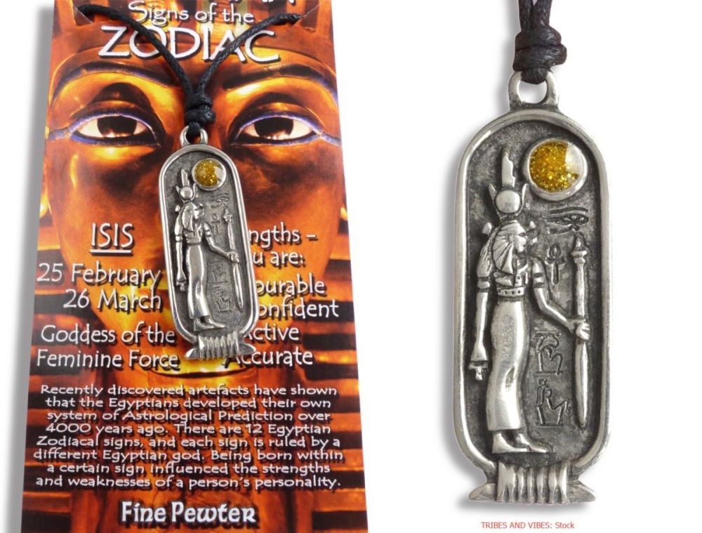 Isis Egyptian Zodiac 25 February to 26 March Necklace with Card
