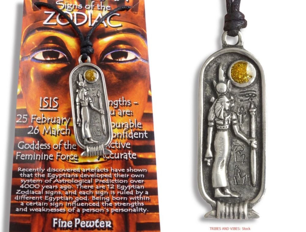 ISIS Egyptian Goddess Zodiac 25 February to 26 March Pendant Necklace