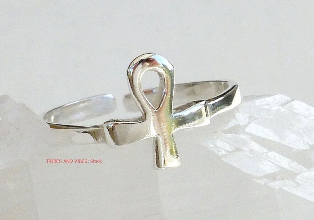 Egyptian Ankh Toe Ring or Midi Sterling Silver