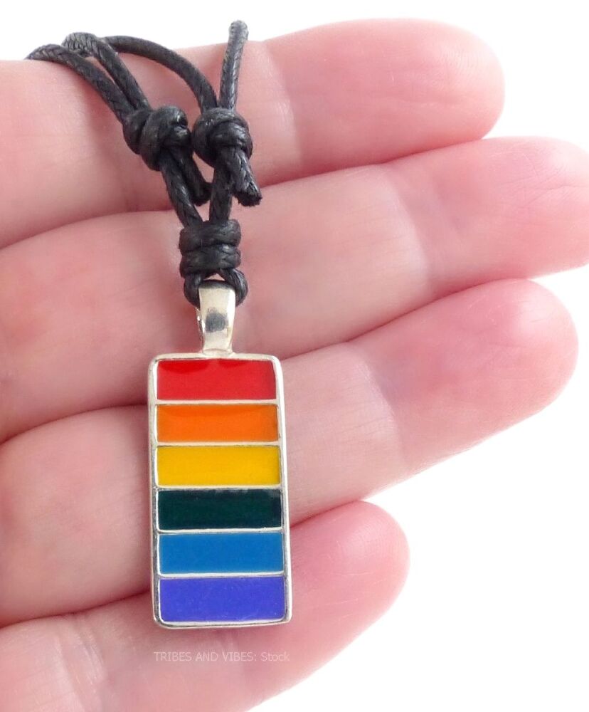 Rainbow Long Bar LGBTQ Pendant Necklace