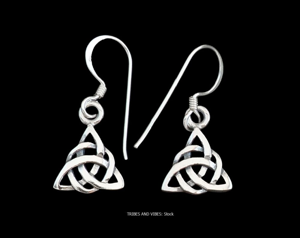 Triquetra (double) Celtic Knot Earrings Triple Moon Goddess, Sterling Silver
