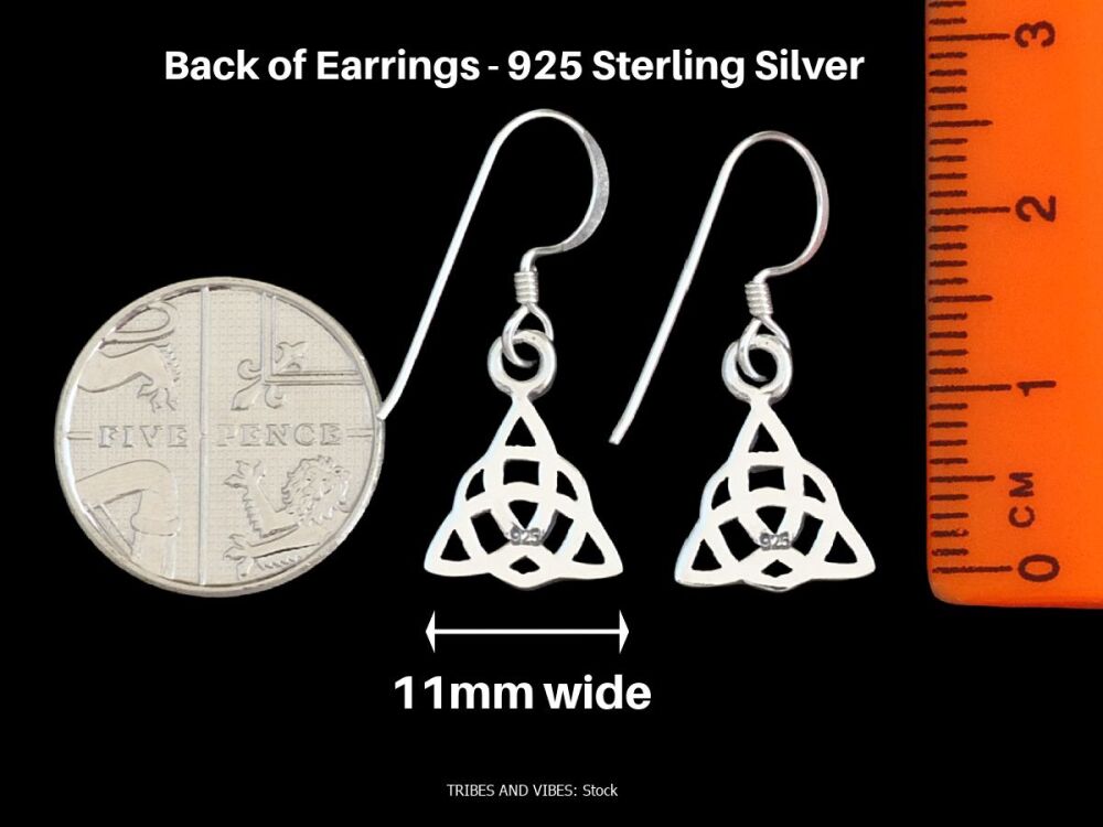 Triquetra (double) Celtic Knot Earrings Triple Moon Goddess, Sterling Silver