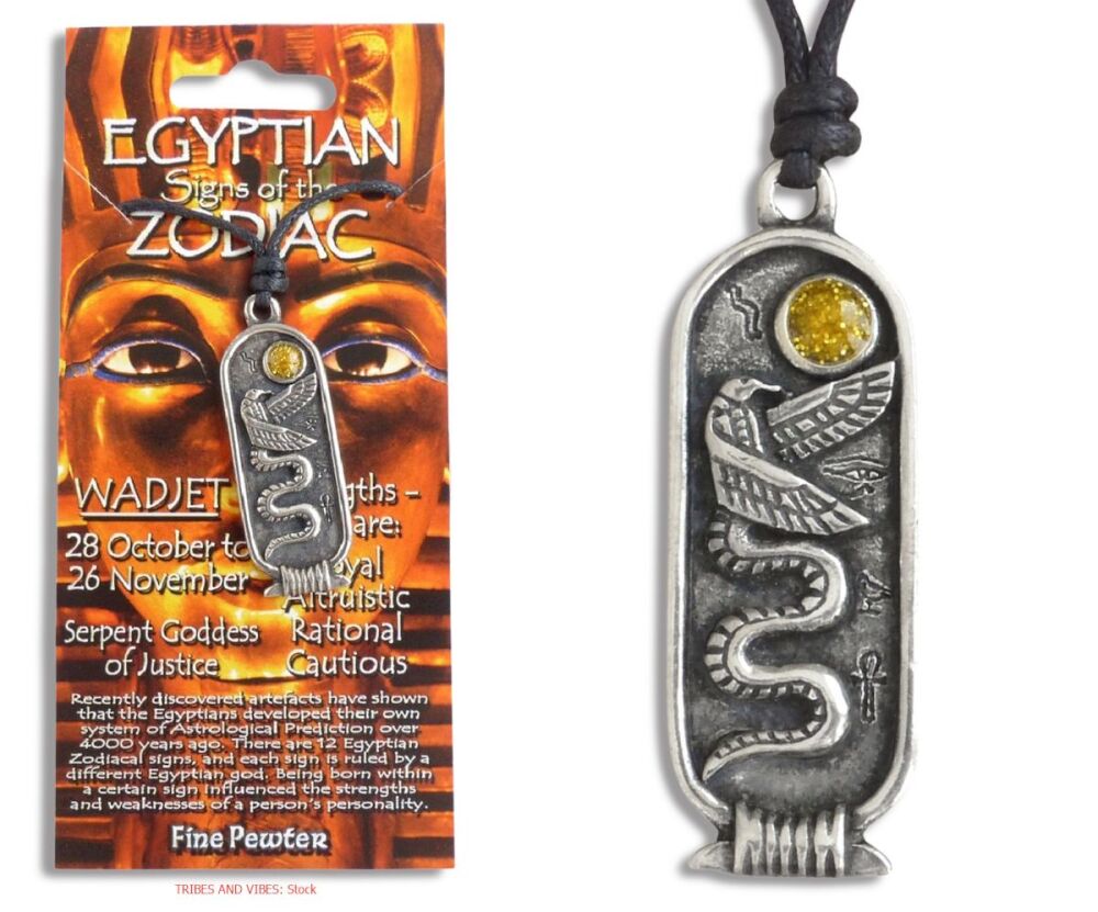 Wadjet Egyptian Zodiac Pendant Necklace & Card