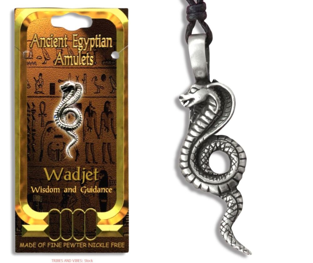 Wadjet Egyptian Cobra Goddess Pendant Necklace & Card