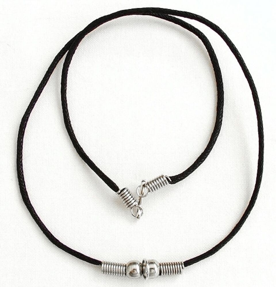 Black waxed cotton Necklace (stock)