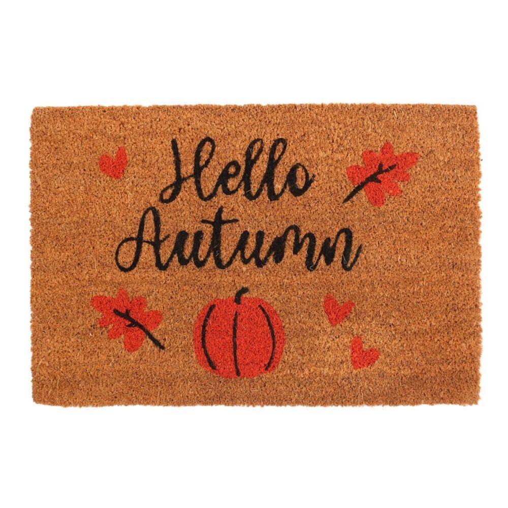 Hello Autumn doormat natural coir