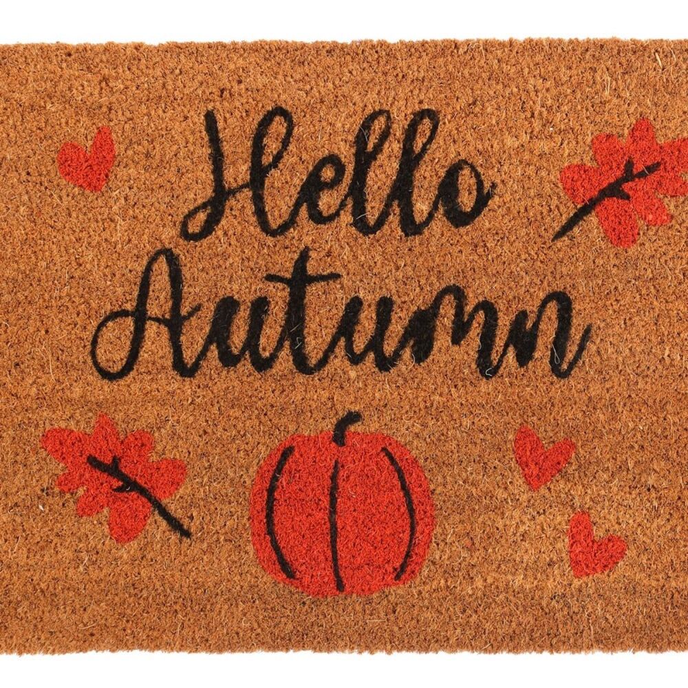 Hello Autumn doormat natural coir