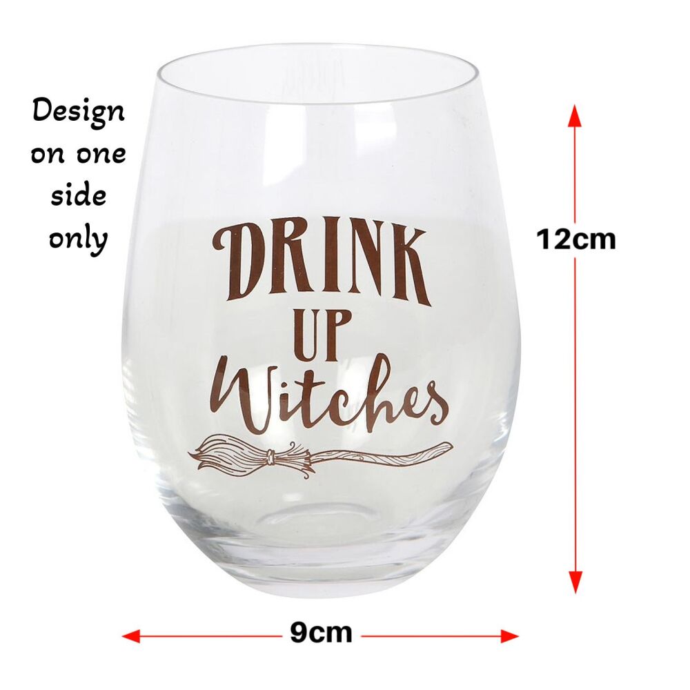 Drink Up Witches Stemless Wine Glass