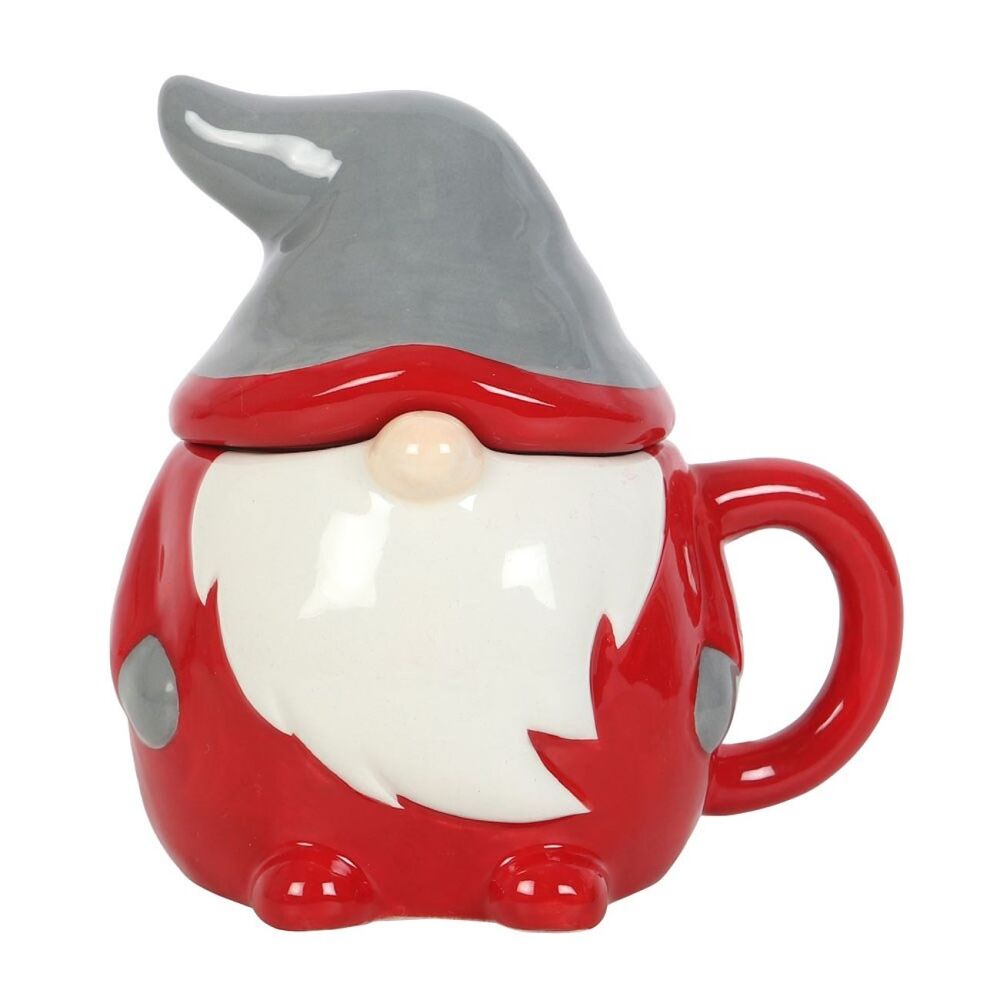 Gonk Gnome Lidded Mug red grey