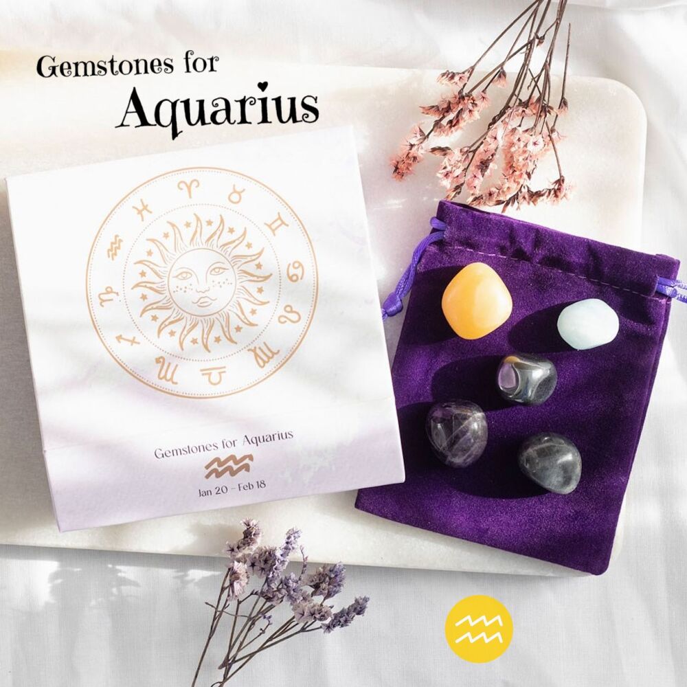 Gemstones for Aquarius Healing Crystal Tumblestones Gift Set
