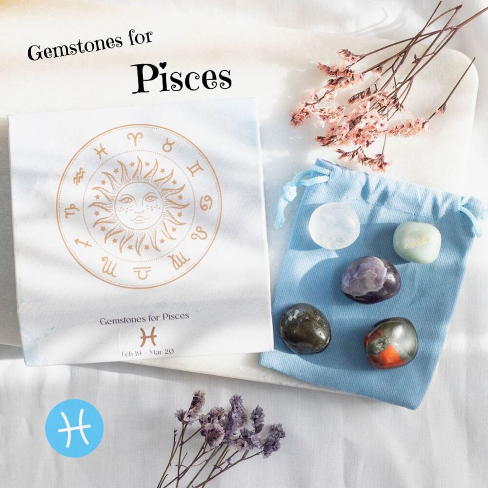 Gemstones for Pisces Healing Crystal Tumblestones Gift Set