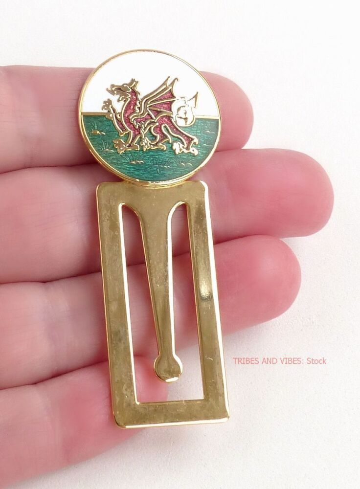 Welsh Dragon (Y Ddraig Goch) Bookmark & Gift Box, Gold Plate