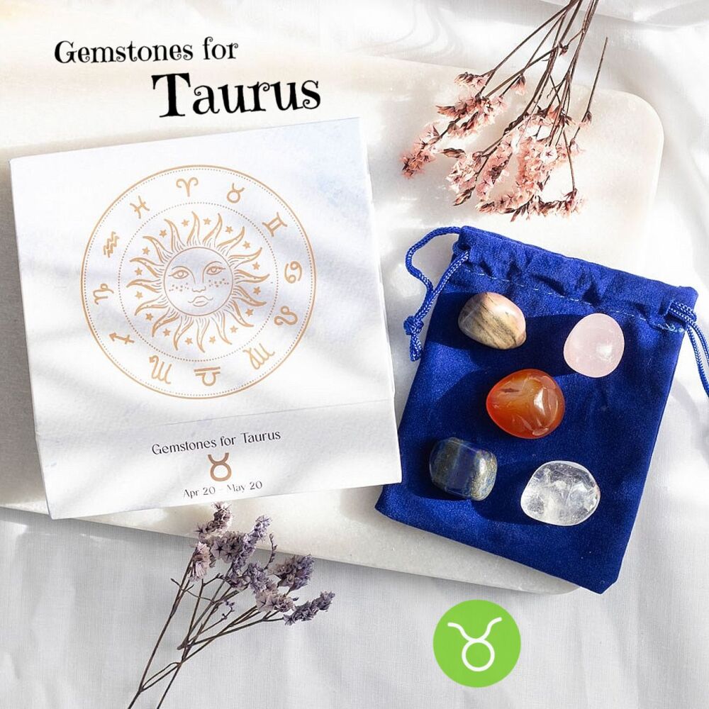 Taurus Healing Crystal Tumblestones Gift Set