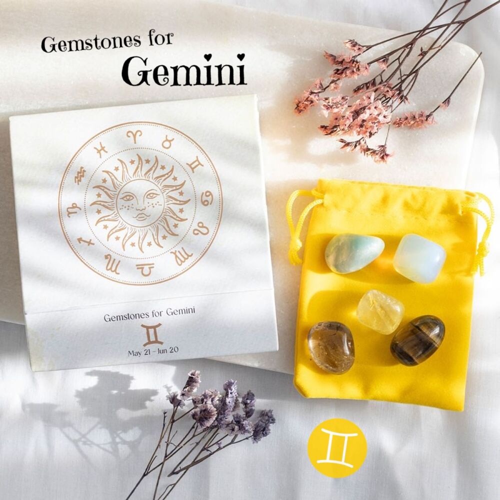 Gemini Healing Crystal Tumblestones Gift Set