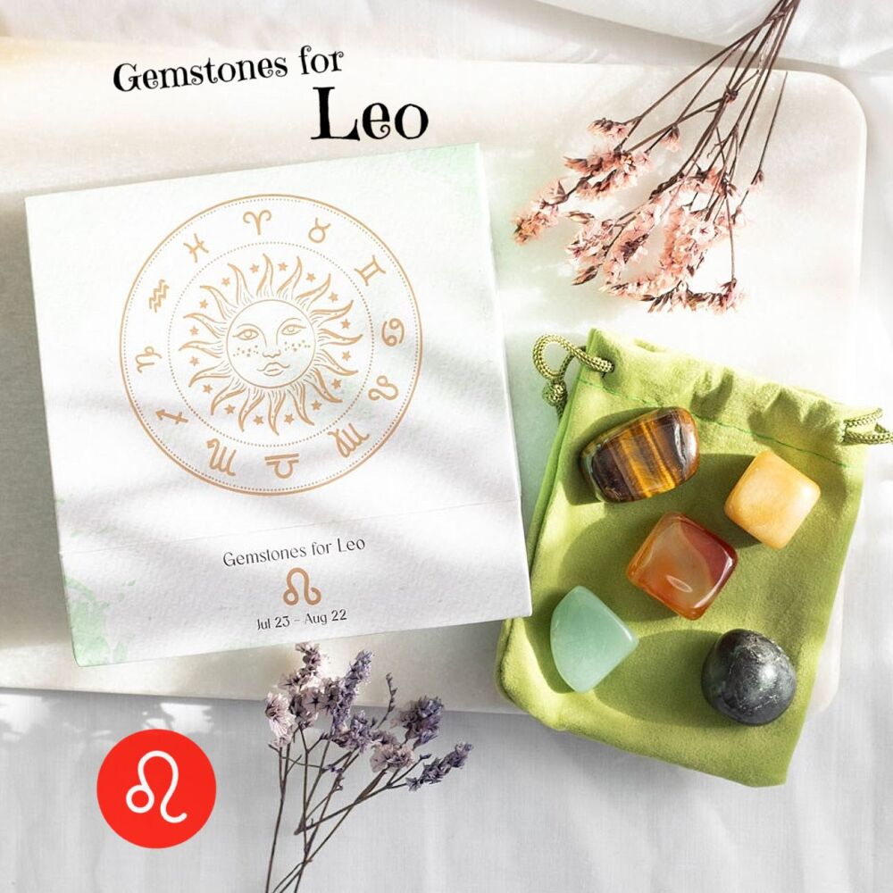 Leo Healing Crystal Tumblestones Gift Set
