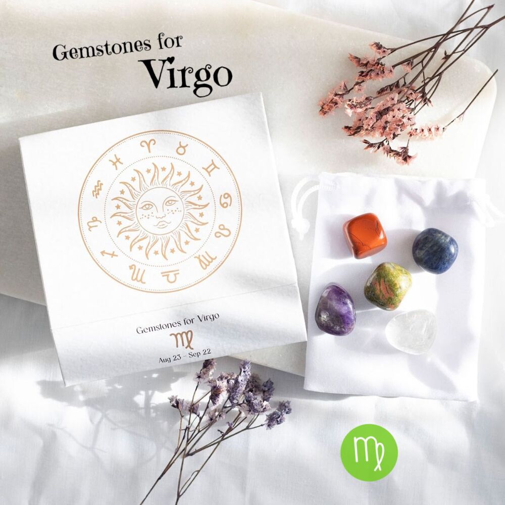 Virgo Healing Crystal Tumblestones Gift Set