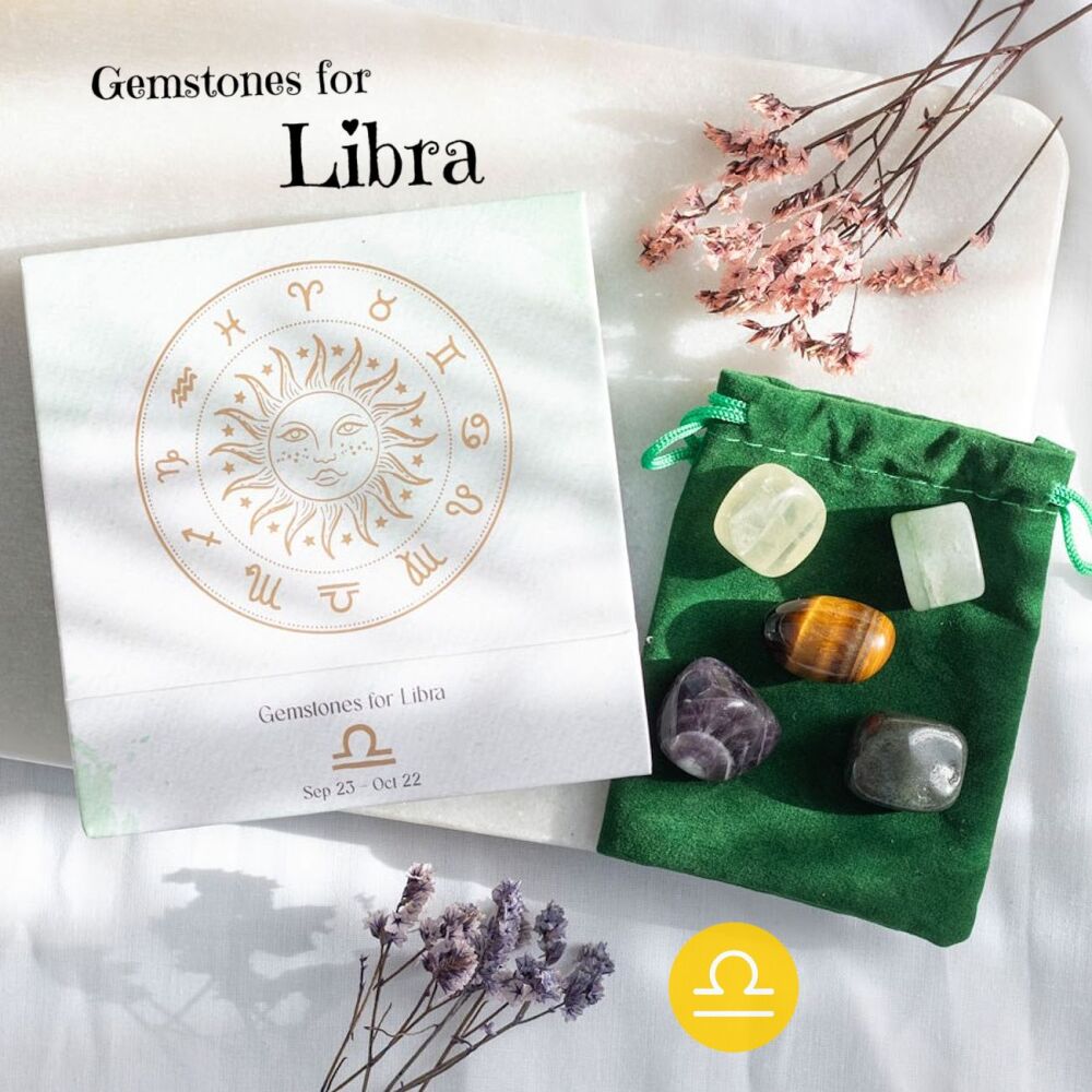 Libra Healing Crystal Tumblestones Gift Set