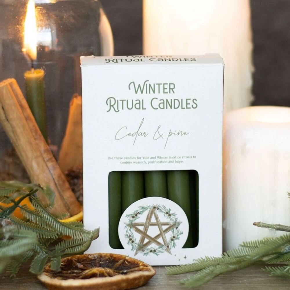 Cedar & Pine Winter Ritual Spell Candles for Yule Solstice