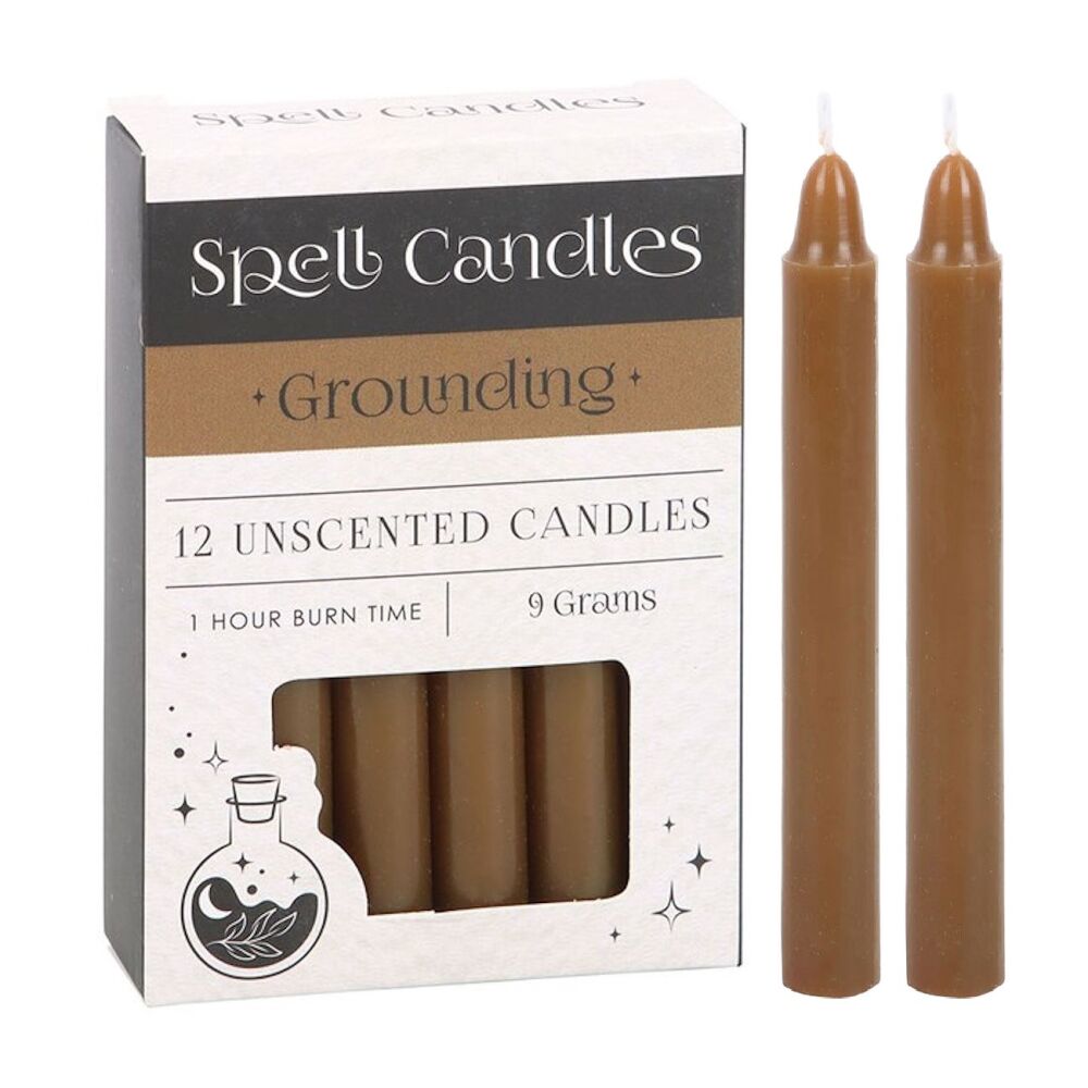 Brown Spell Candles for Grounding pack of 12