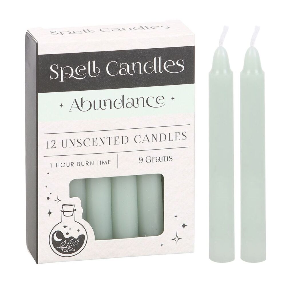 Abundance Spell Candles green pack of 12