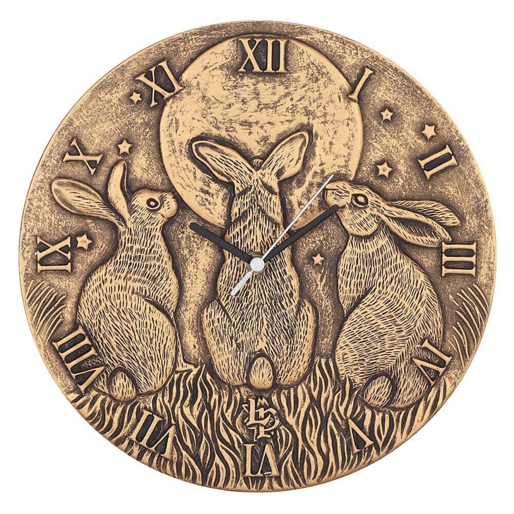 Moon Gazing Hares Terracotta Clock by Lisa Parker
