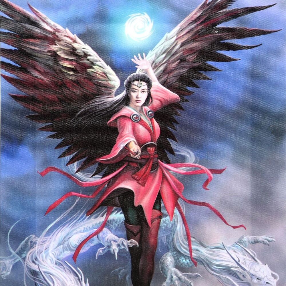 Air Winged Sorceress Angel Elemental Canvas Print by Anne Stokes 25x19cm
