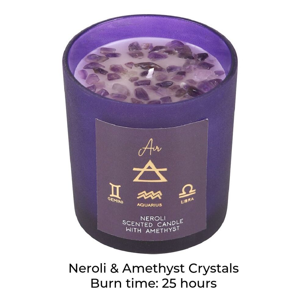 Air Element Candle Neroli Amethyst Crystal Chips