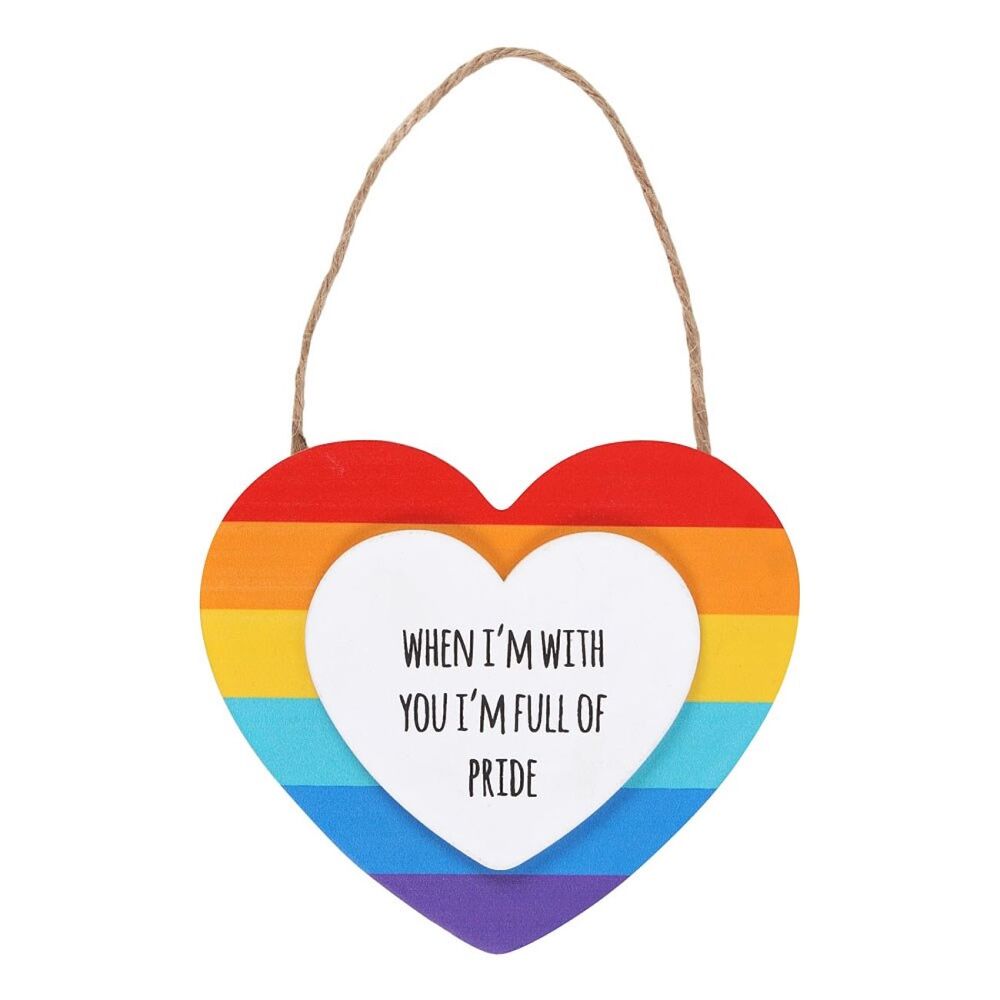 Full of Pride Rainbow Heart Hanging Sign