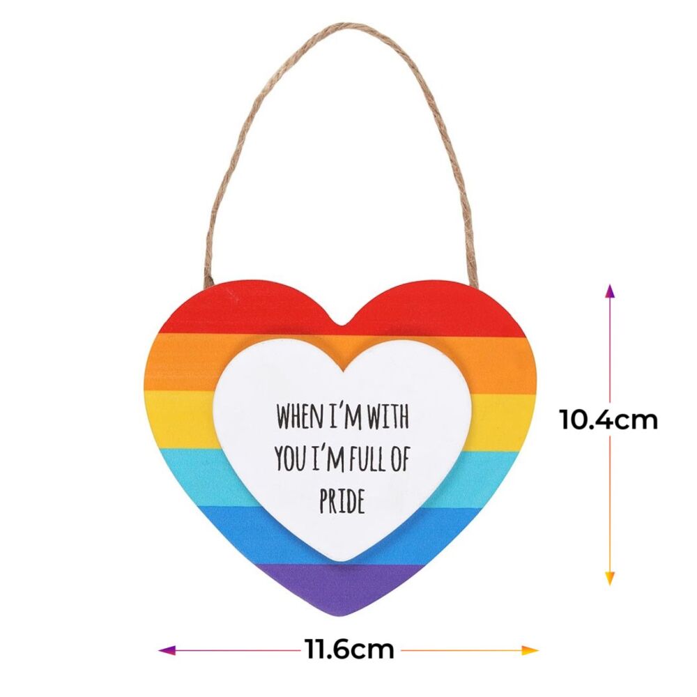 Full of Pride Rainbow Heart Hanging Sign