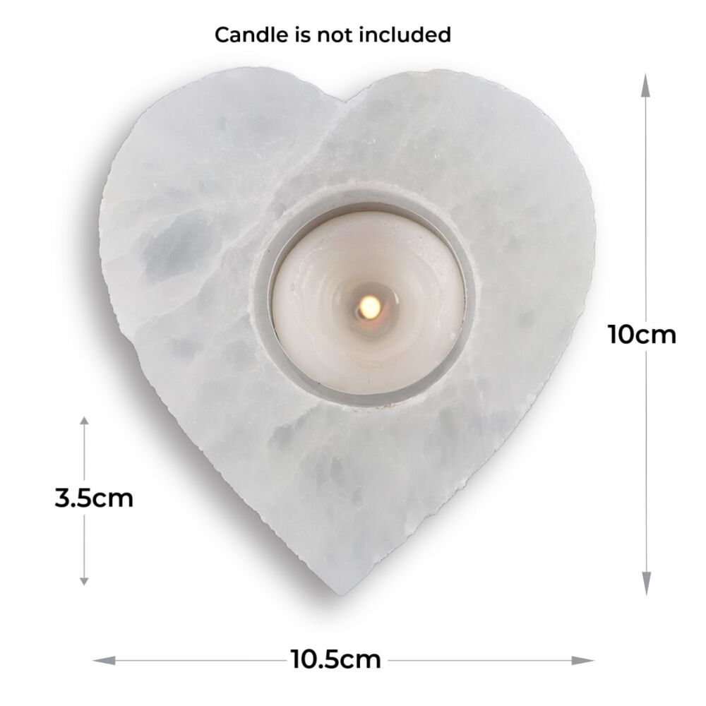 Selenite Heart Crystal Tealight Holder