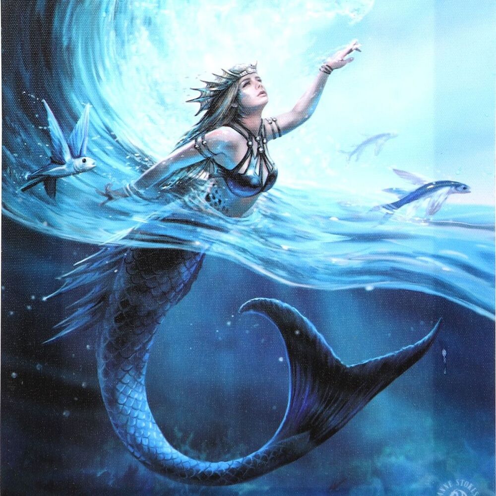 Mermaid Elemental Water Sorceress Canvas Print by Anne Stokes 25x19cm