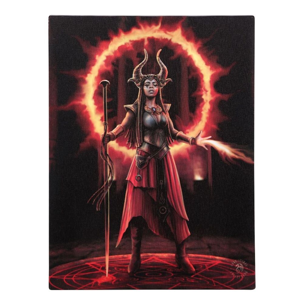 Fire Sorceress Elemental Canvas Print by Anne Stokes 25cm x 19cm