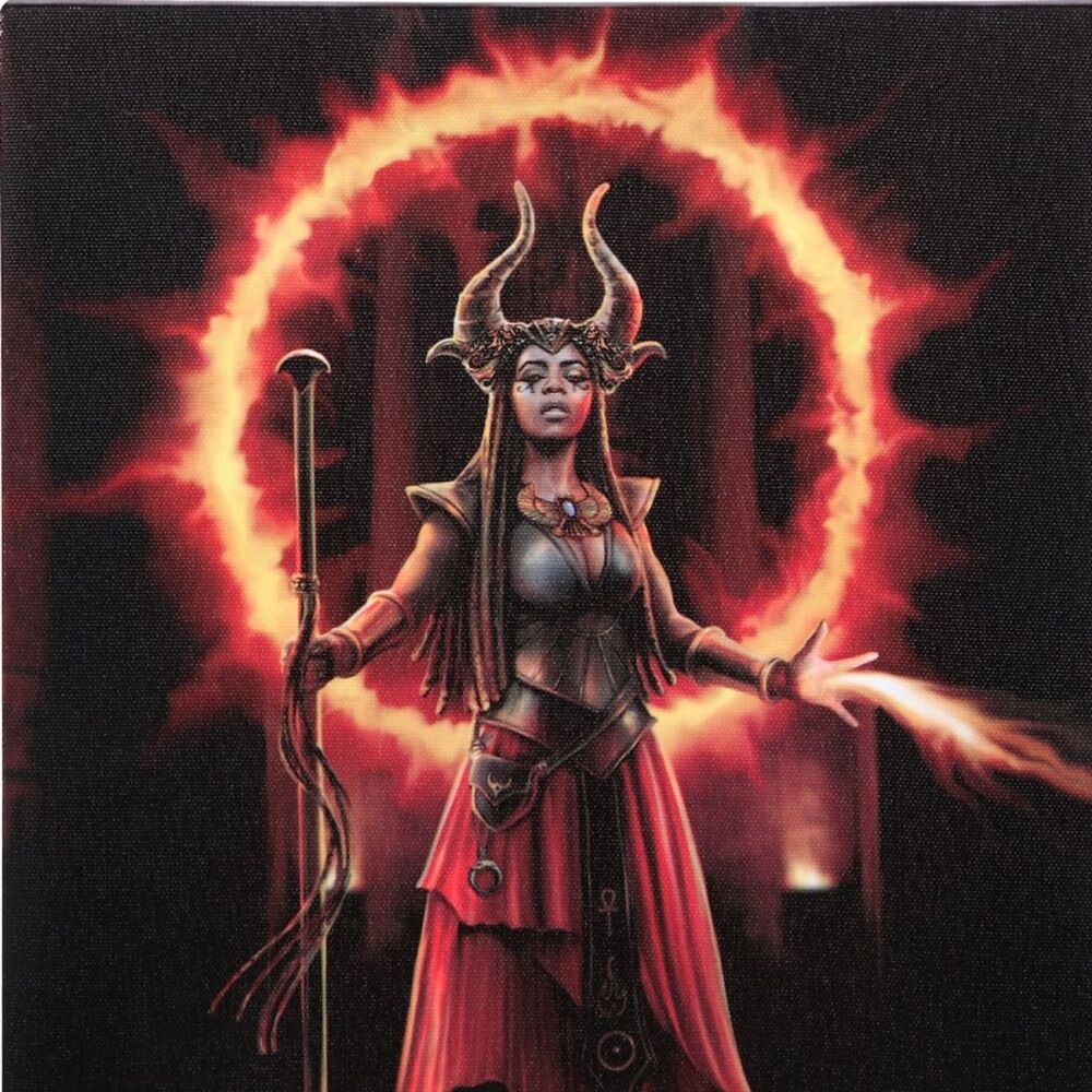 Fire Sorceress Elemental Canvas Print by Anne Stokes 25cm x 19cm