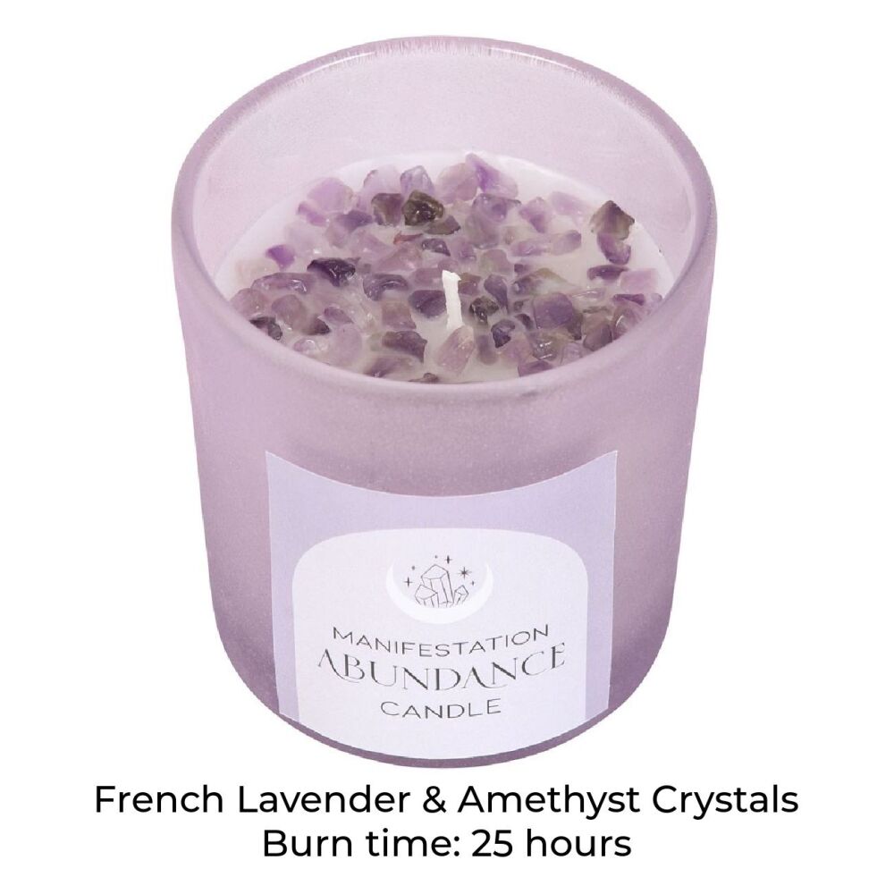 Manifestation Abundance Candle French Lavender Amethyst Crystals