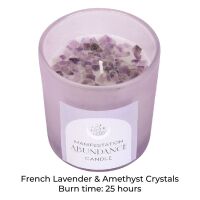 Abundance Manifestation Candle French Lavender Amethyst Crystal Chips