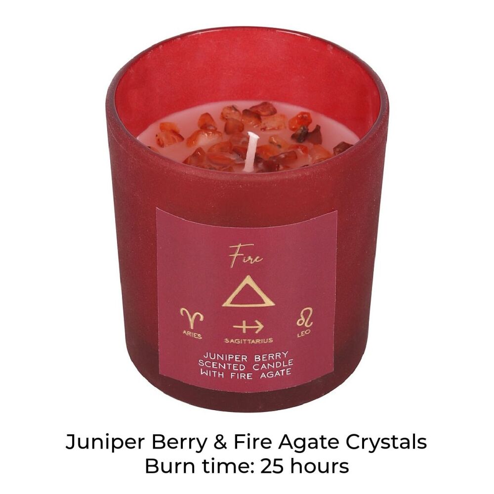 Fire Element Candle Juniper Berry Fire Agate Crystals