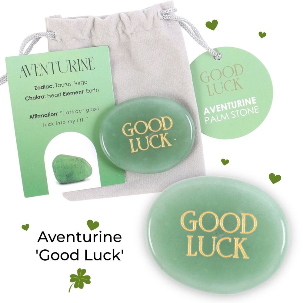 Good Luck Green Aventurine Crystal Palm Stone