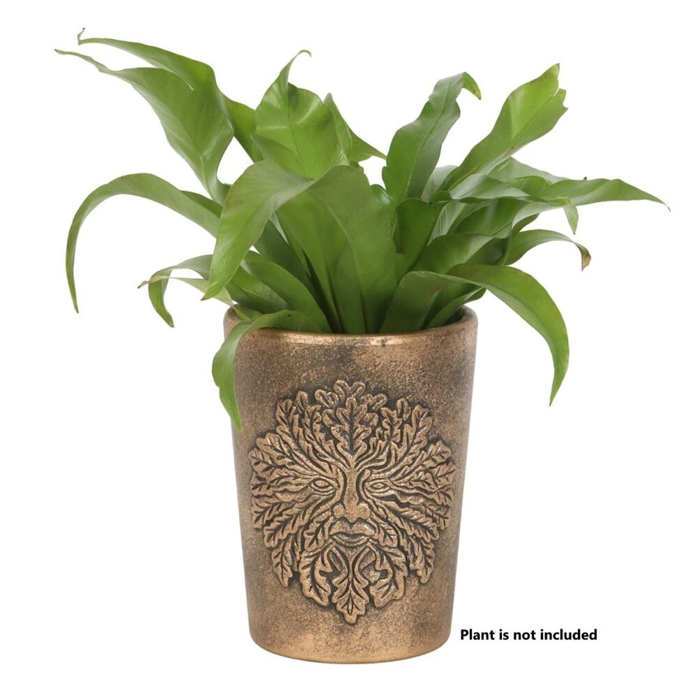 Green Man Bronze Terracotta Plant Pot by Lisa Parker