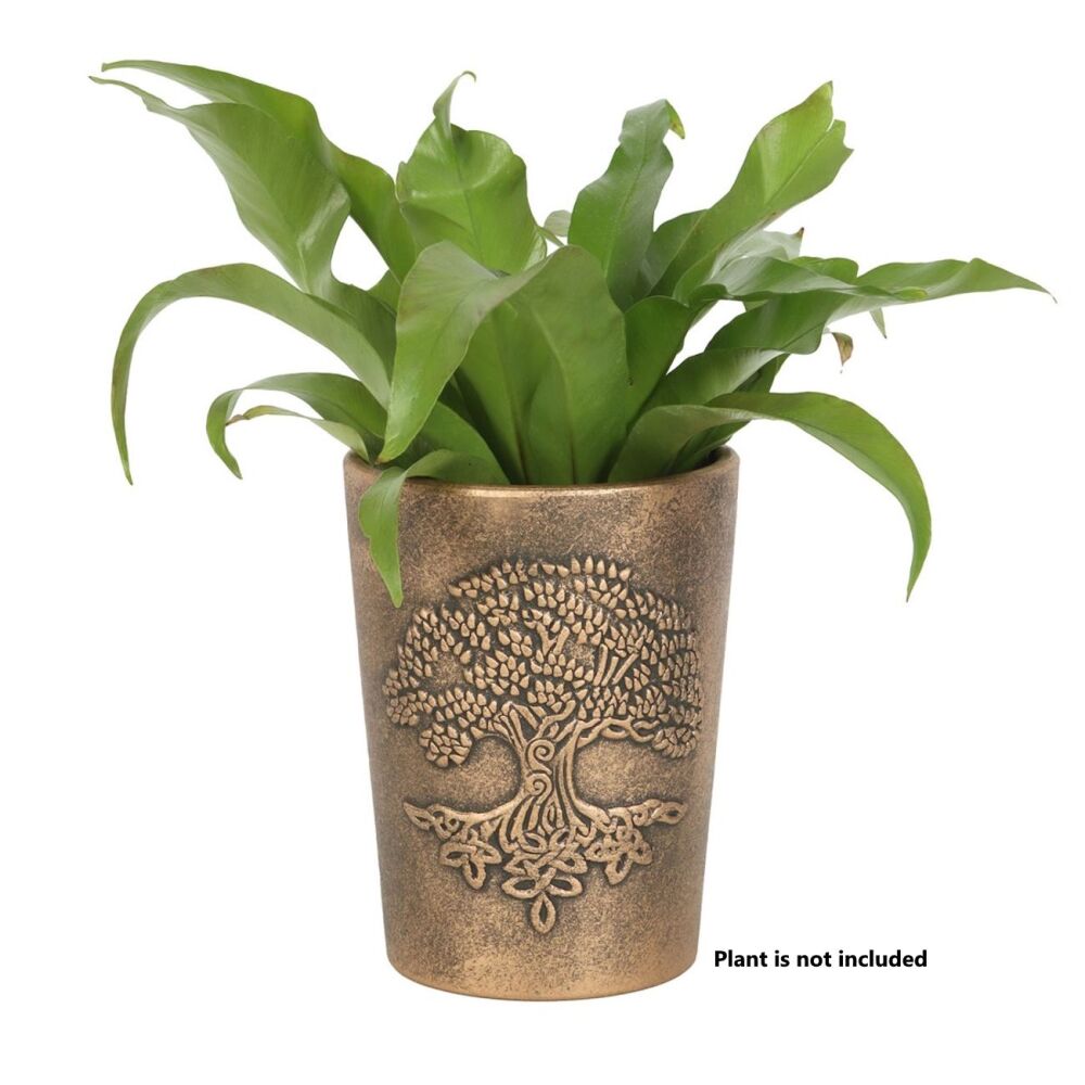 Tree of Life Bronze Terracotta Plant Pot by Lisa Parker