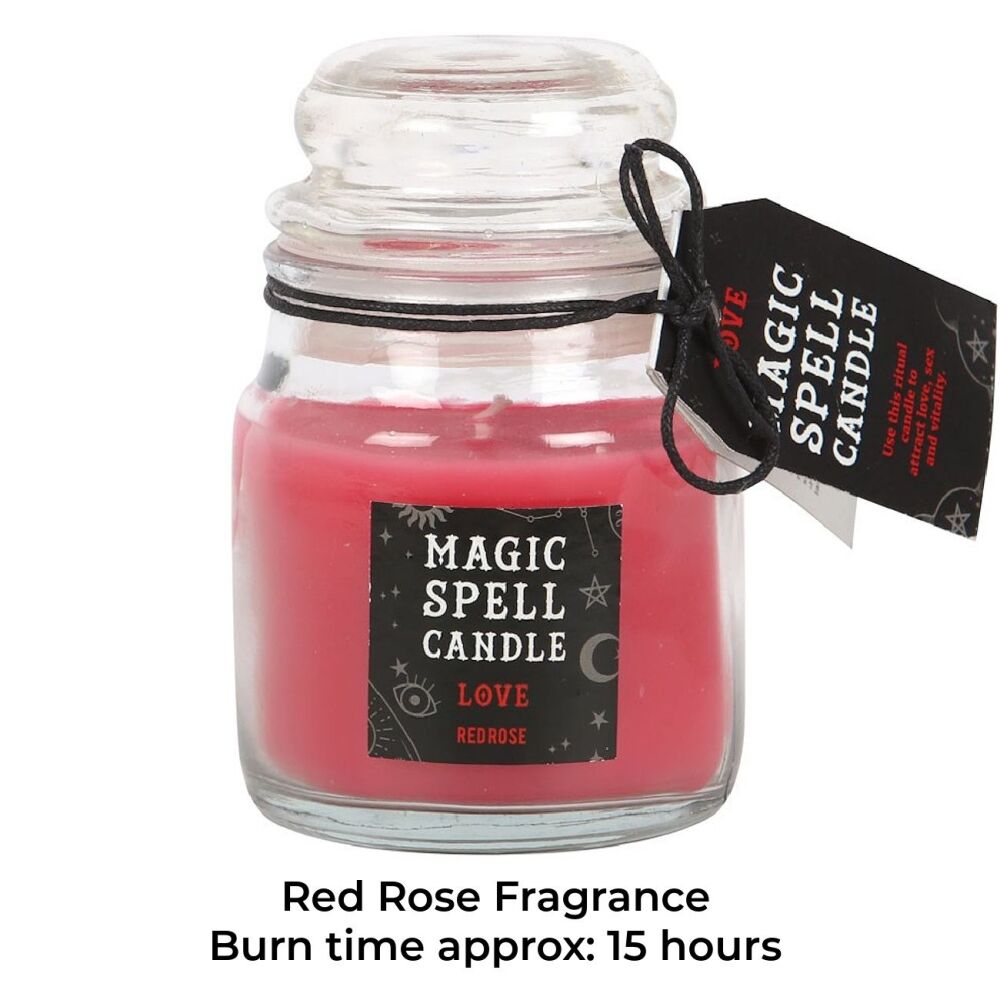 Love Red Rose Magic Spell Candle Jar