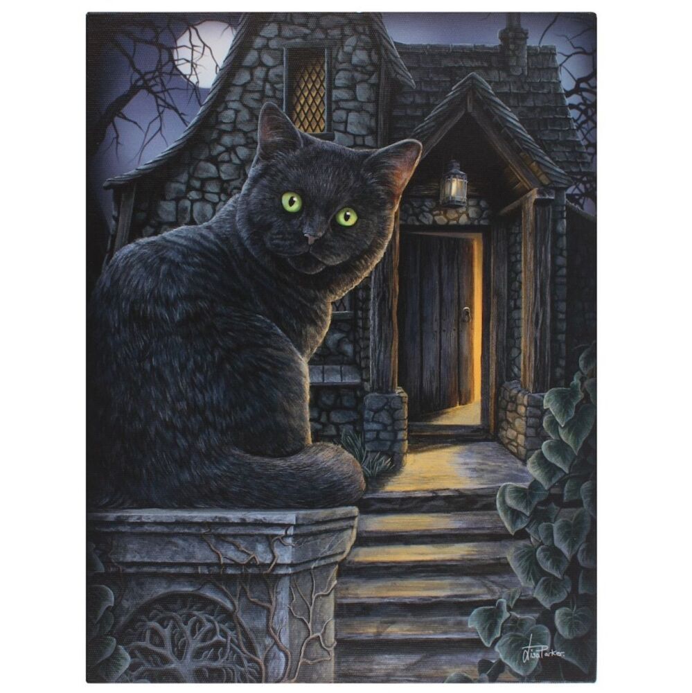 What Lies Within Black Cat Canvas Wall Print by Lisa Parker 25x19cm