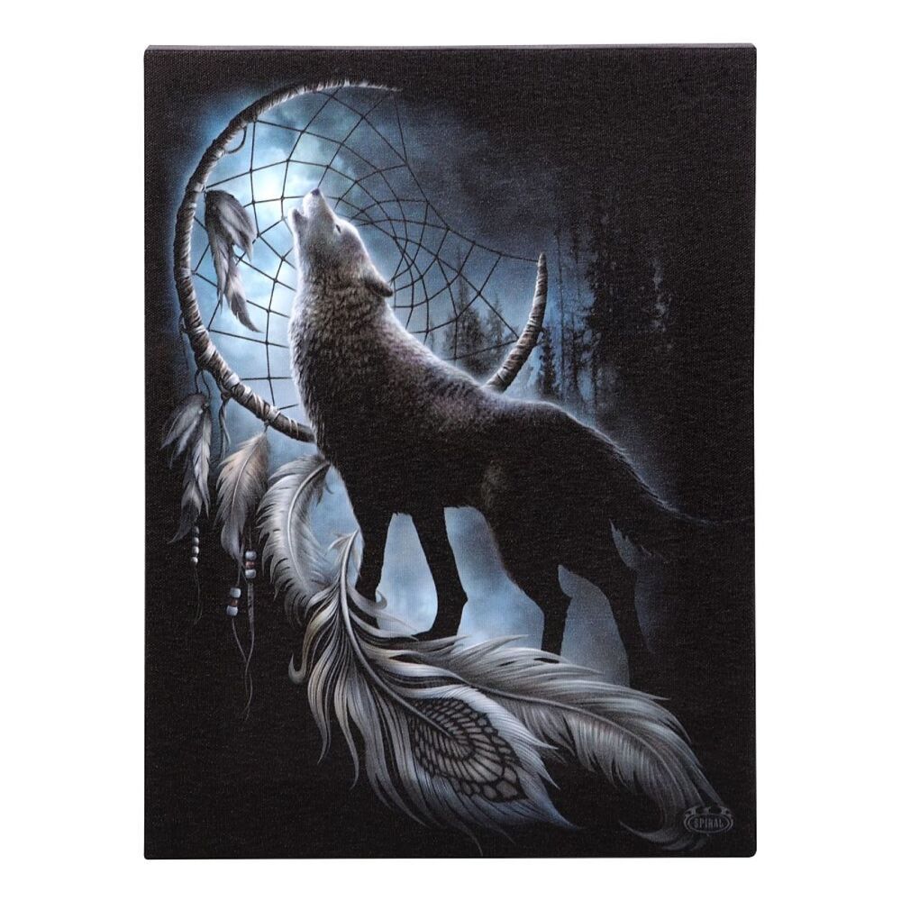 From Darkness Wolf Dreamcatcher Canvas Wall Print 25x19cm