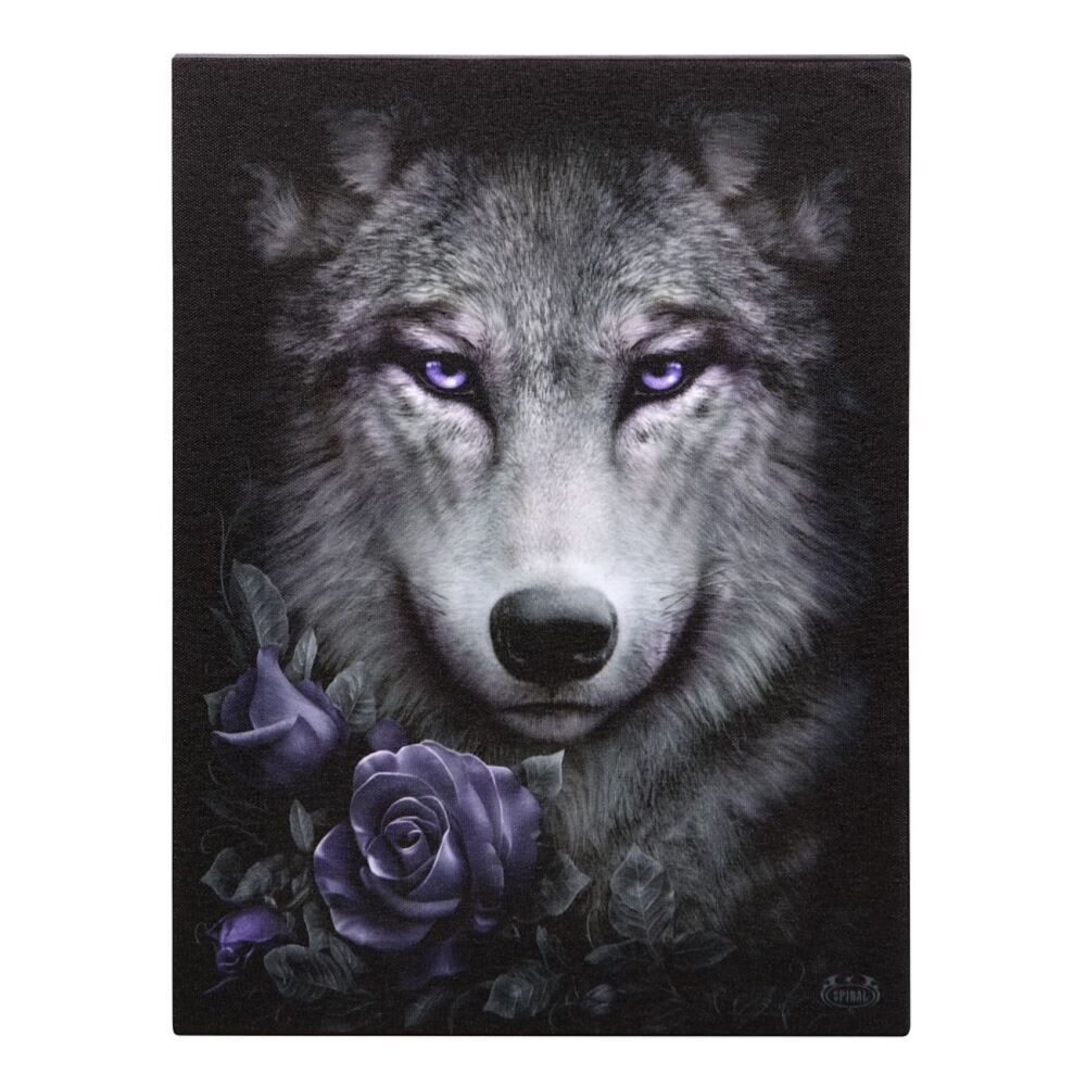 Wolf Roses Canvas Wall Print 25x19cm