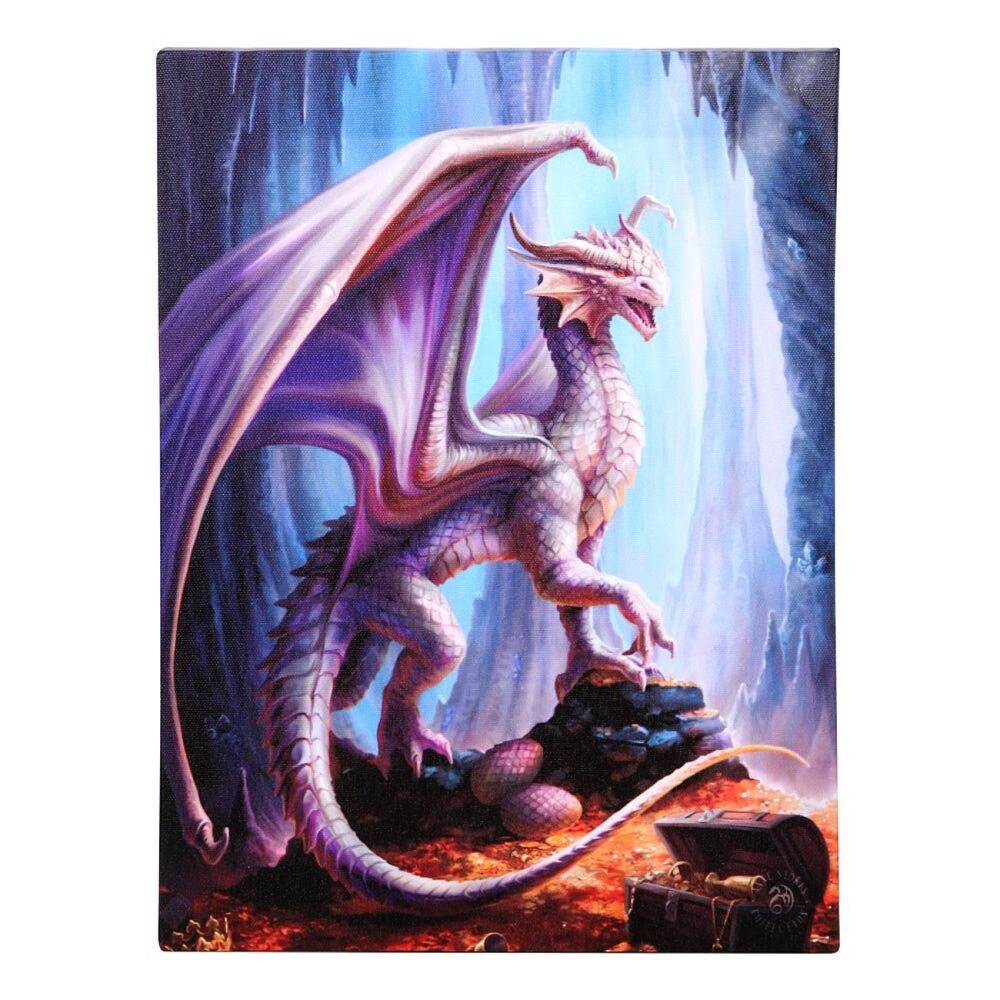 Treasure Trove Dragon Canvas Print by Anne Stokes 25cm x 19cm